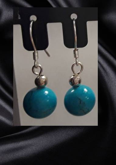 Turquoise Howlite Ball Drop Earrings